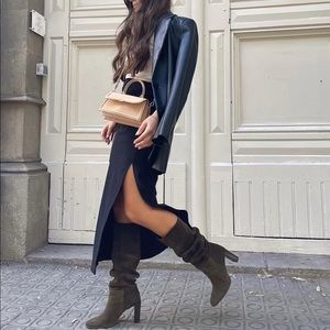 Zara Leather Suede Dark Green Boot